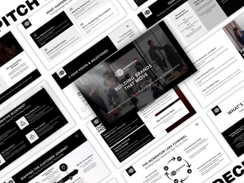 Strategic planning template — vision, mission and goals section in Canva