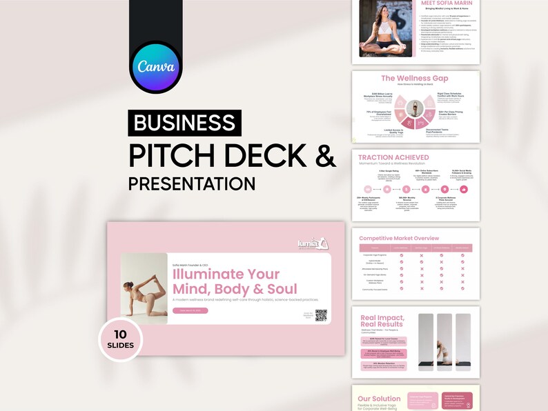 Wellness Business Plan Yoga Pitch Deck Template | Startup Proposal ...
