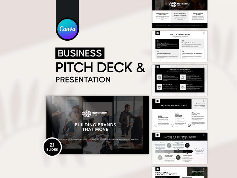 Strategic plan template Canva — editable business strategy slides for teams and founders
