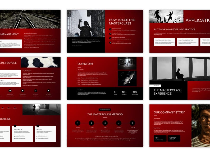 Masterclass slide deck template for life coaches and business coaches editable canva bold design