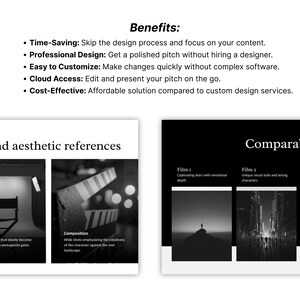Movie pitch deck for screenwriters — comparable films and distribution strategy slides