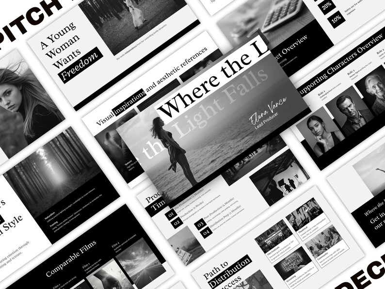 Canva film pitch deck template — editable slides for indie filmmaker funding presentation