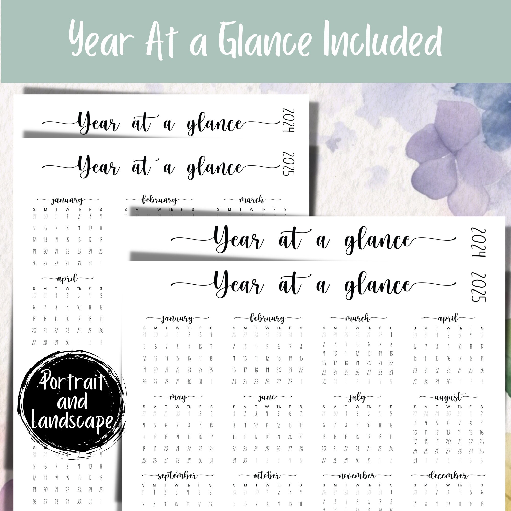 2024 and 2025 Printable Calendar Calendar Editable - Etsy