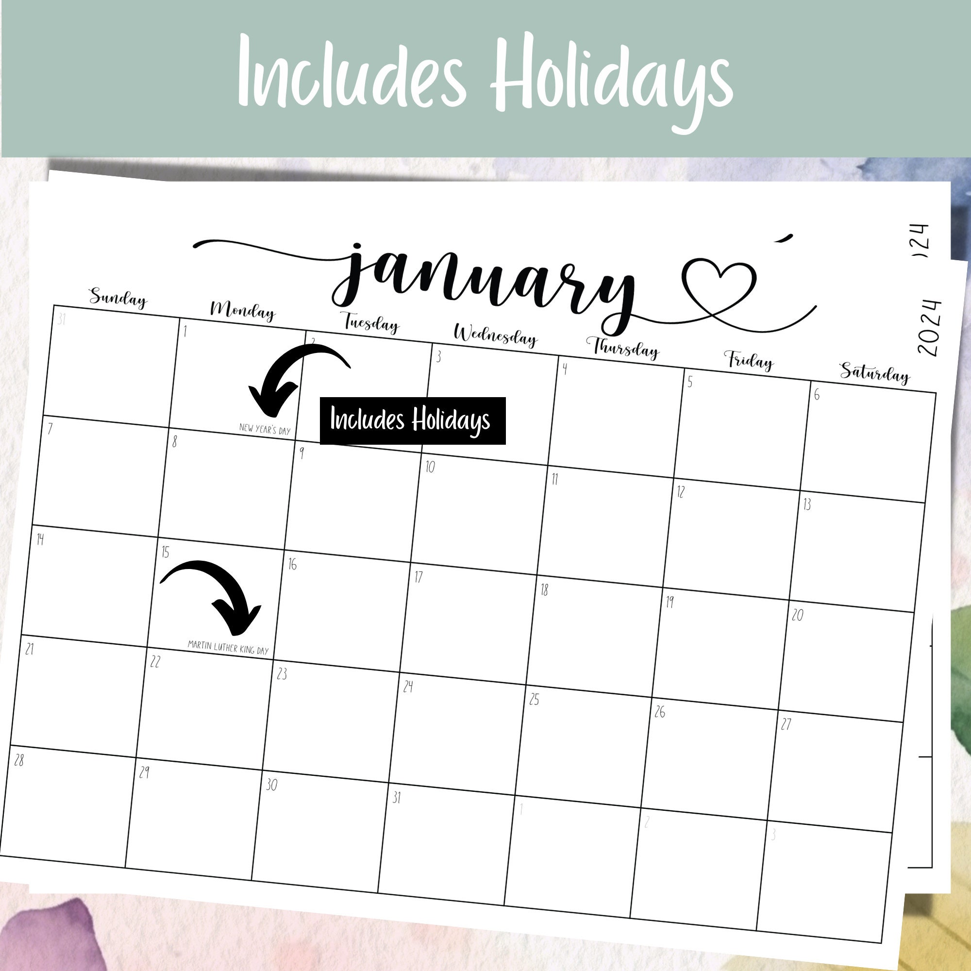 2024 and 2025 Printable Calendar Calendar Editable - Etsy