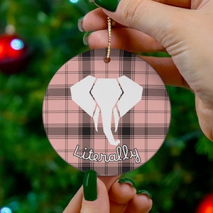 White Elephant Gift, White Elephant Literally Ornament, Gag Gift, Funny Christmas Gift, Funny Ornament, Plaid Ornament, White Elephant