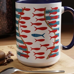 Sardine Mug, Nautical Mug, Coastal Mug, Summer Mug, Sardines Mug, Fish Mug, Sardines Coffee Cup, Sardines, Nautical Coffee Mug, Fish Coffee