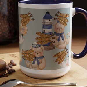 Sardine Mug, Nautical Mug, Coastal Mug, Summer Mug, Sardines Mug, Teddy Bear Mug, Sardines Coffee Cup, Sardines, Nautical Coffee Mug, Fish