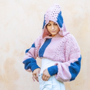 Cropped Hooded Sweater , Cropped Shrung, Boho Fashion image 6