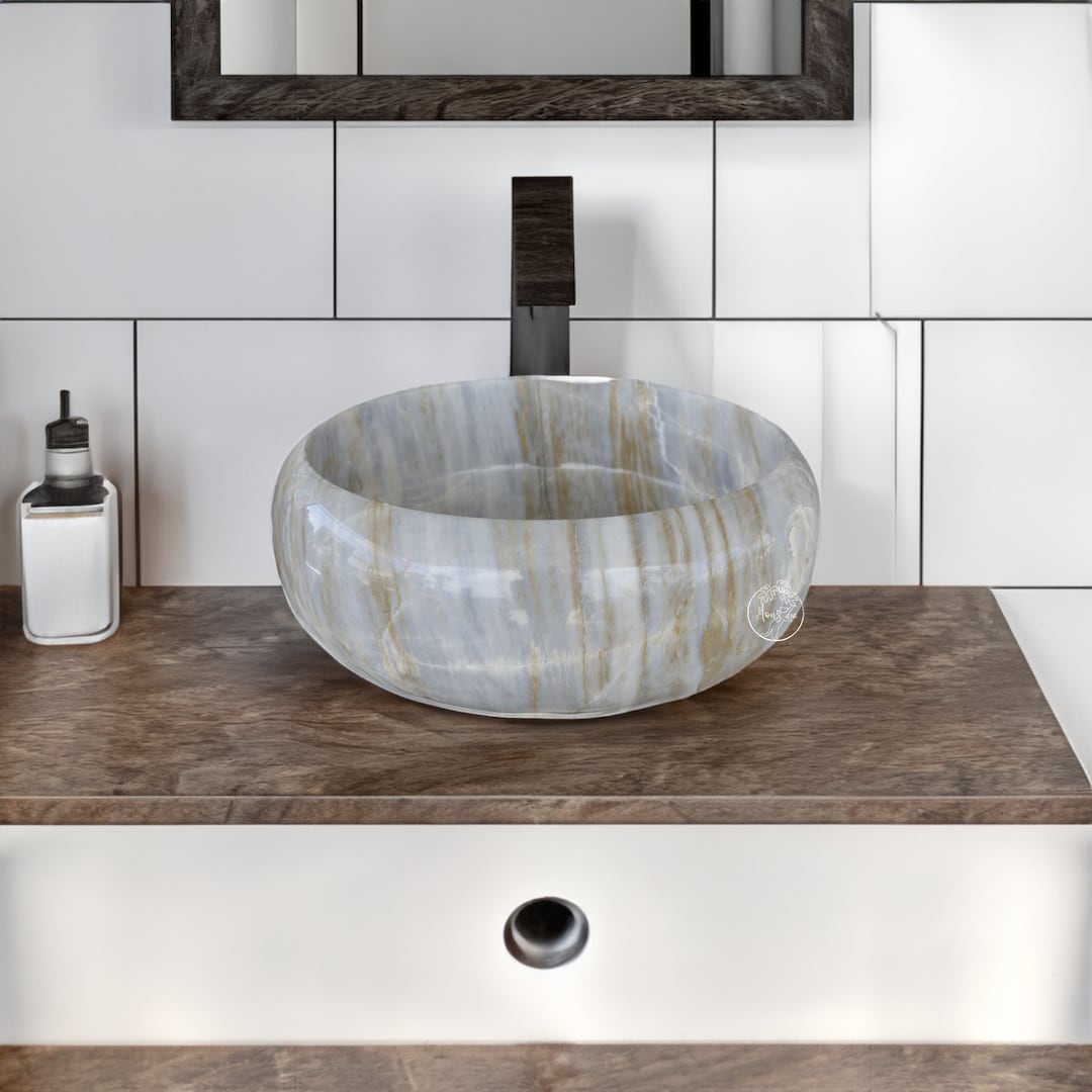 Onyx Bathroom Sink Bowl Shape Onyx Stone Sink Countertop Etsy