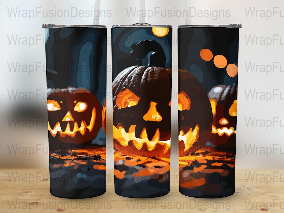 Three Lit Jack O Lanterns Instant