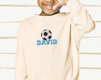 Personalized Soccer Kids Sweatshirt, Embroidered Toddler Sweatshirt, Sports Sweat with Name, Gift for Kids Boy, Soccer Shirt