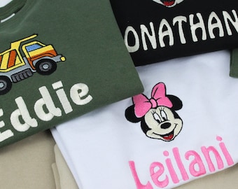 Embroidered Kids Birthday Sweatshirt, Personalized Disney Characters Sweater, Toddler Gift Idea, Custom Girl Boy Party Sweatshirt