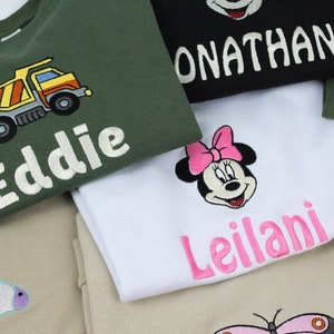 Personalized Toddler Birthday Sweatshirt, Embroidered Disney Cartoon Sweater, Kids Gift Idea, Custom Girl Boy Party Crewneck