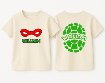Camiseta personalizada de cumpleaños de las Tortugas Ninja, camiseta gráfica de dibujos animados de los 90 personalizada.