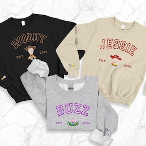 Embroidered Toy Story Woody Jessie Buzz Sweatshirt, Cartoon Couple Hoodie
