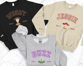 Embroidered Toy Story Woody Jessie Buzz Sweatshirt, Cartoon Couple Hoodie