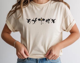 Camisa bordada del Colegio de Guerra Basgiath, Comfort Colors®, Regalo para amantes de los libros y los jinetes de dragones