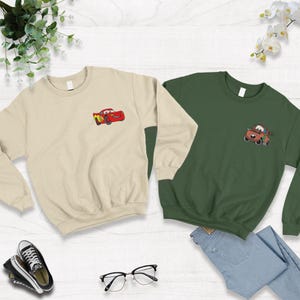 Sudadera bordada de Rayo McQueen, sudadera de cuello redondo para niños pequeños de la película Cars, camiseta de cumpleaños para niño imagen 7