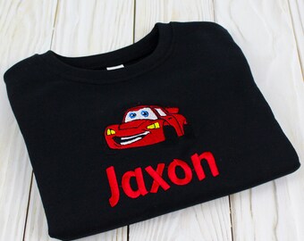 Sudadera personalizada de Mcqueen para niños, suéter personalizado con tema de Disney Baby Cars, niño pequeño con nombre Crewneck, idea de regalo para cumpleañero