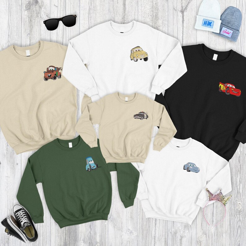 Sudadera bordada de Rayo McQueen, sudadera de cuello redondo para niños pequeños de la película Cars, camiseta de cumpleaños para niño imagen 6