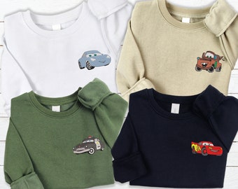 Sweat enfant brodé Lightning Mcqueen, col rond pour tout-petit avec personnages du film Cars, cadeaux d'anniversaire garçon fille