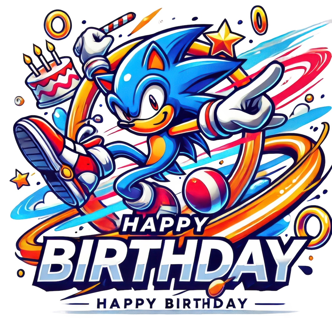 Sonic Happy Birthday, Sonic PNG, Sonic Print, Birthday Sonic Cake
