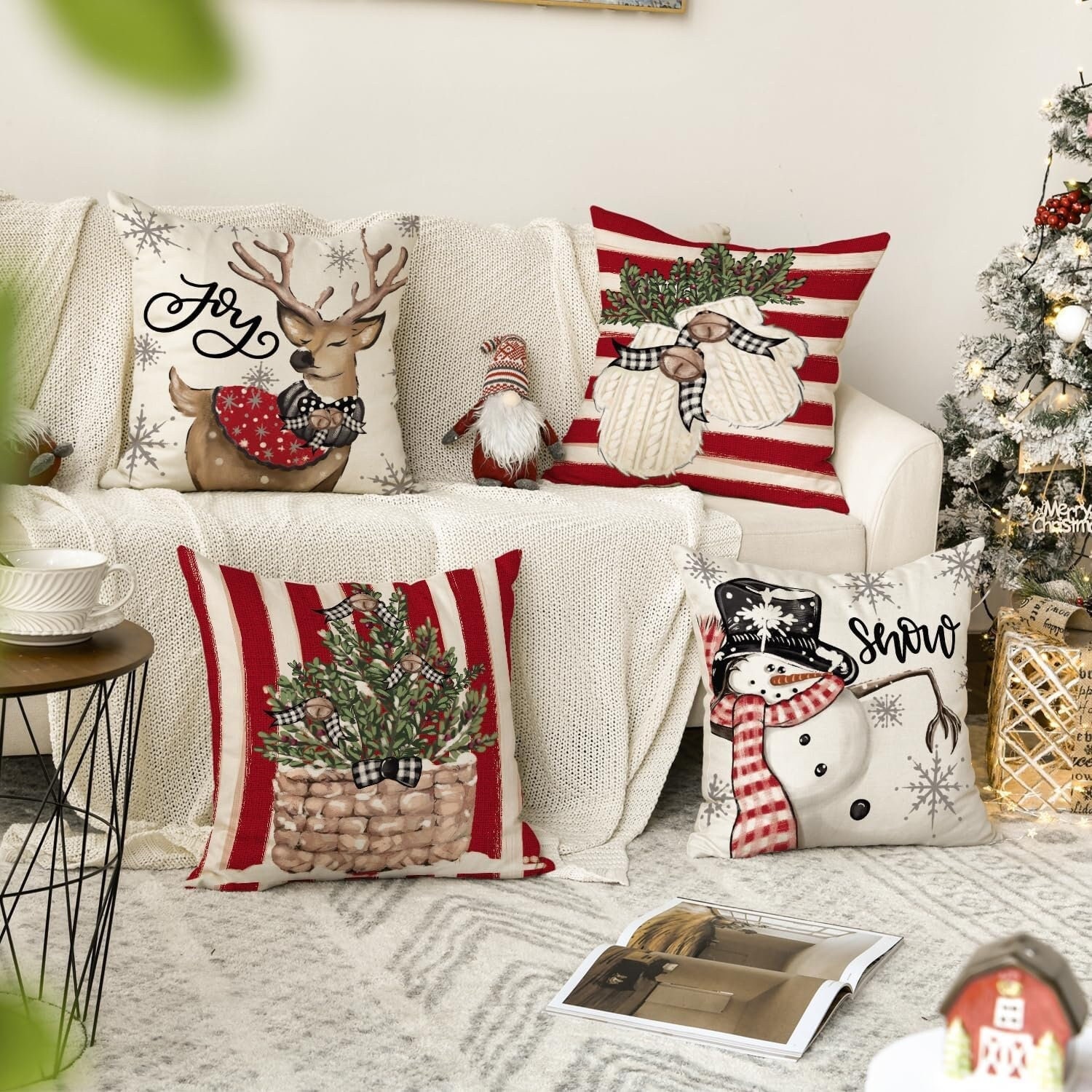 Snowman Pillow Cover Set - 4 Pcs, 18x18 Inches, Winter Christmas Holiday,  Home Cushion Cover Cases Decor – GoJeek