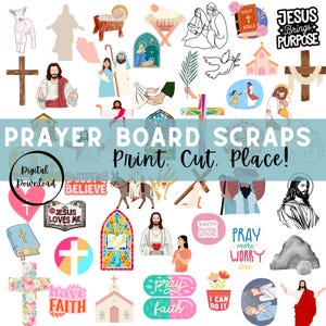 Prayer Board Scraps: Scripture & Christian Clipart (50-Pack Digital Download PDF