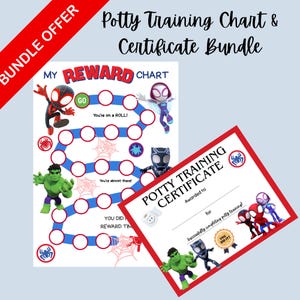 Web Hero Potty Chart & Certificate | Printable Potty Training Reward Chart | Superhero Digital Download for Kids