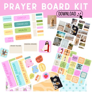 Printable Prayer Board Kit: Colorful Headers, Requests, Scripture (Digital Download 8.5x11&quot;)