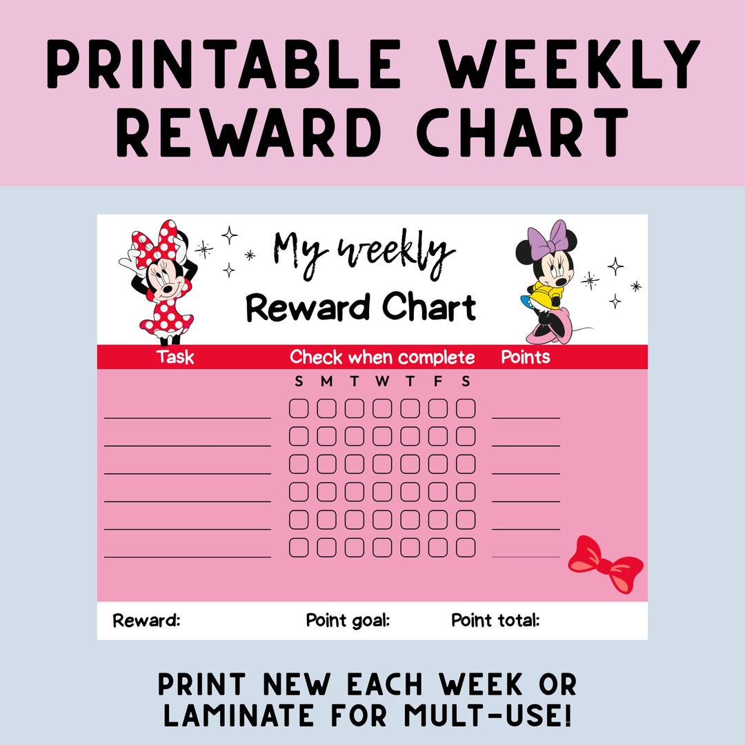 Girly Mouse Weekly Reward Chart for Kids | Printable Chore & Behavior ...