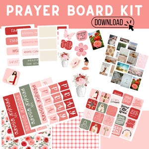 Floral Prayer Board Kit: Printable Prayer Requests, Scripture (Digital Download 8.5x11)