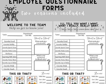 Questionario di team building: presentazioni dei dipendenti, 2 stili (PDF stampabile)