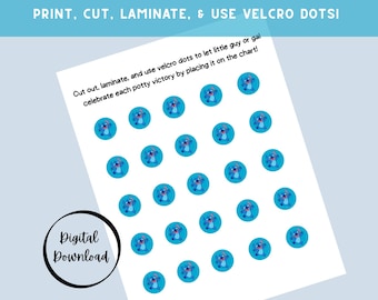 Matching Printable Potty Training Sticker Sheet PDF | Reward Chart Stickers | 8.5x11 Digital Download