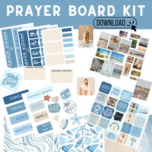 Coastal Prayer Board Kit: Printable Prayer Requests, Bible Verses (Digital Download 8.5x11)