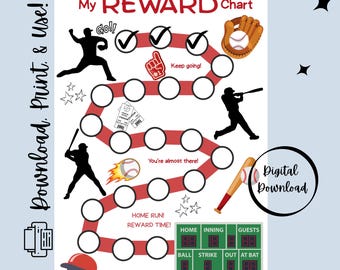 Baseball Reward Chart: Classroom, Speech Therapy, Behavior (Digital Download)