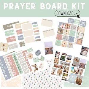 Pastel Prayer Board Kit: Printable Prayer Requests, Bible Verses (Digital Download 8.5x11)