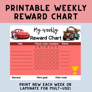 Racecar Reward Chart for Kids: Printable Chore & Behavior Tracker (PDF Download 11x8.5in