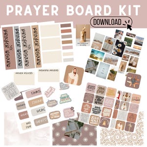 Neutral Boho Prayer Board Kit: Printable Prayer Requests, Bible Verses (Digital Download 8.5x11)