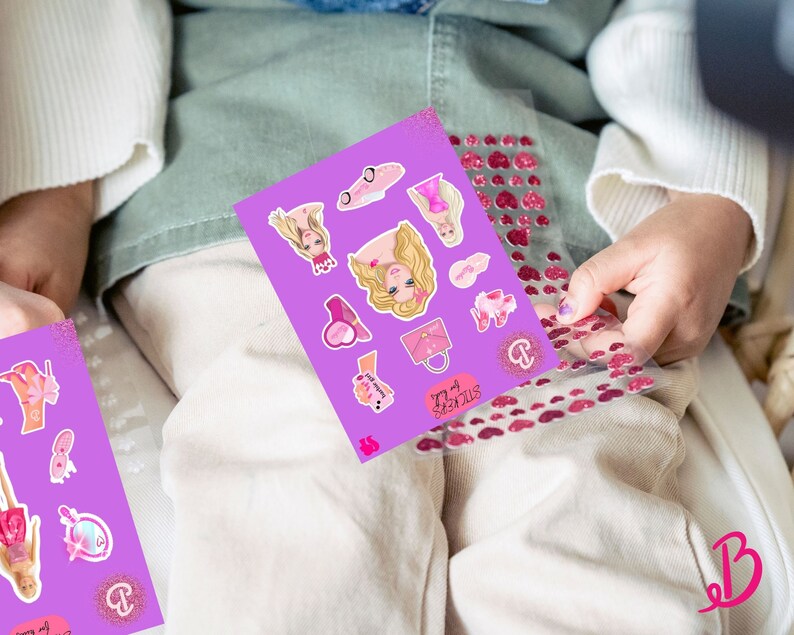Printable Barbie Stickers Pink Stickers Digital Barbie - Etsy
