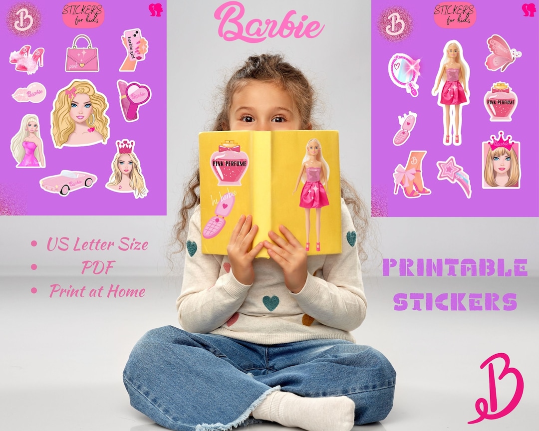 Printable Barbie Stickers Pink Stickers Digital Barbie - Etsy