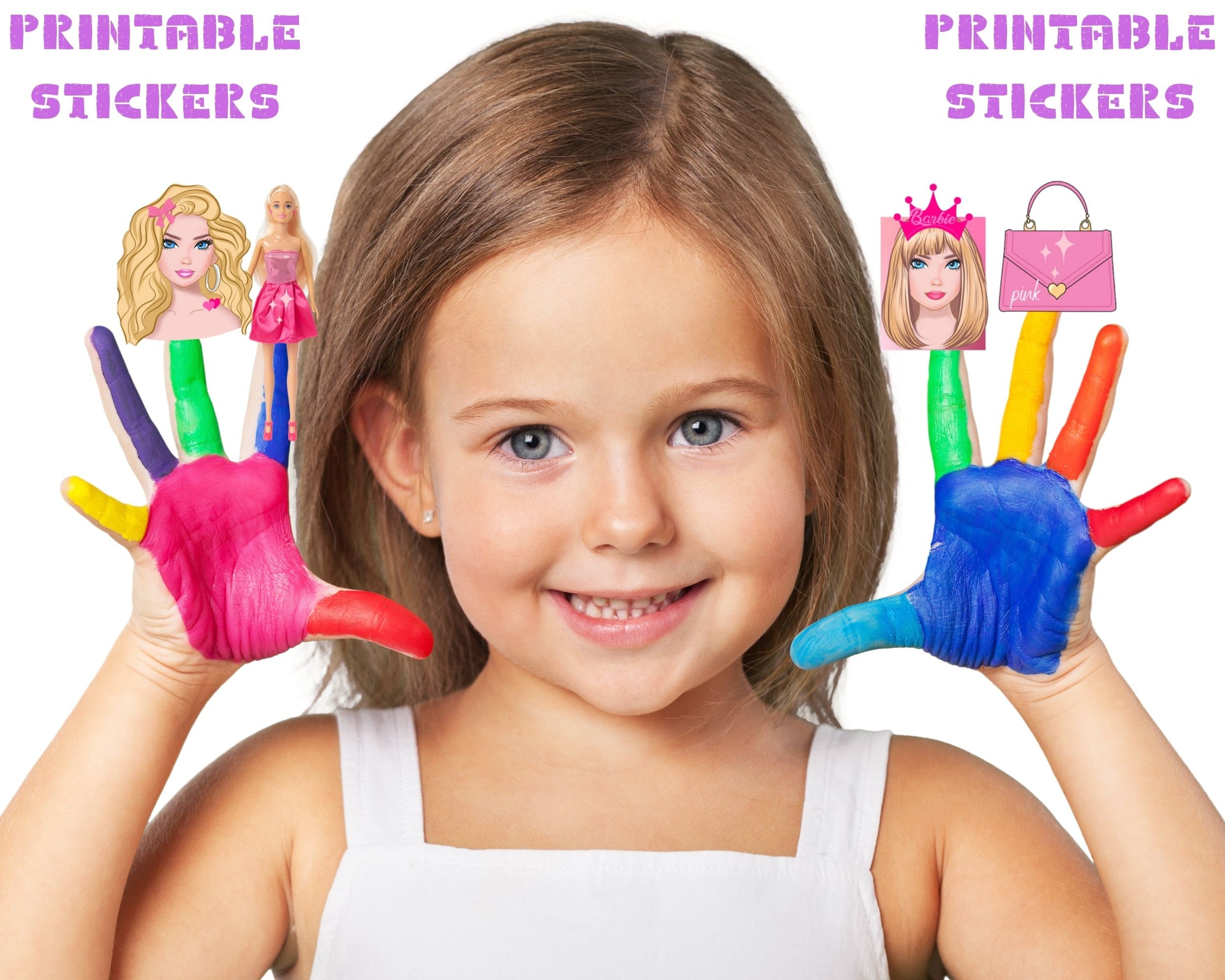 Printable Barbie Stickers Pink Stickers Digital Barbie - Etsy