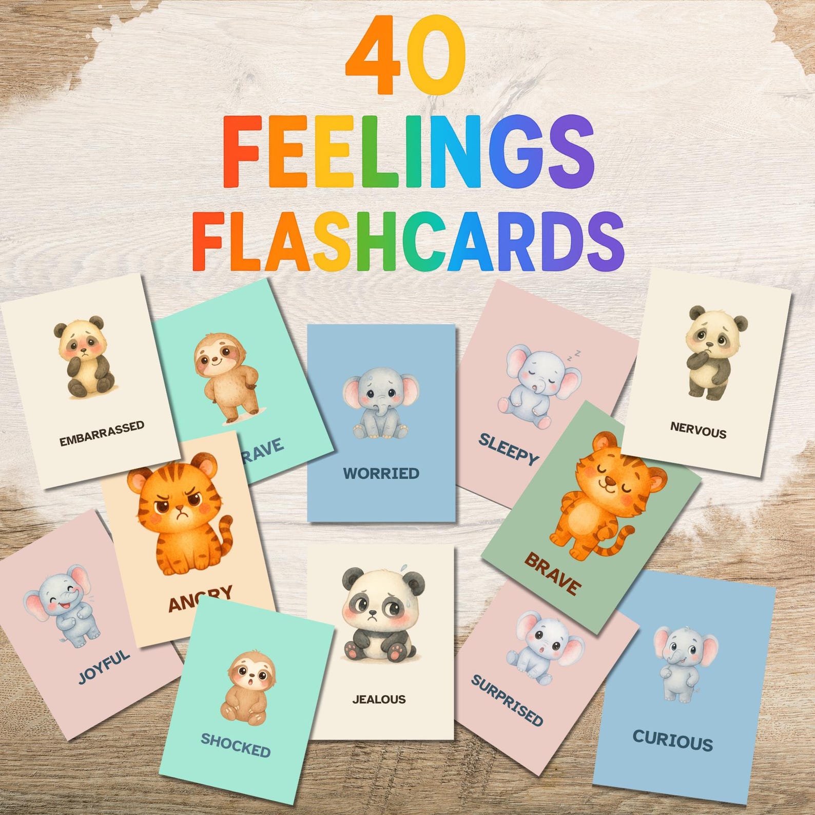 Animal Emotion Flashcards for Kids | Feelings Learning Tool (PDF + JPG ...