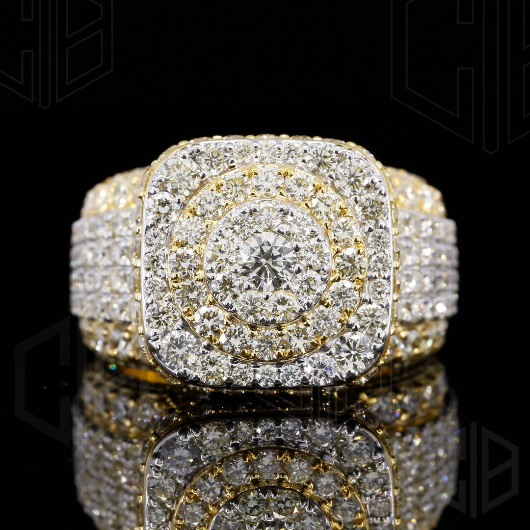 Wide Lab Simulated Diamond RingSolitaire Wide Band Mens Etsy Polska