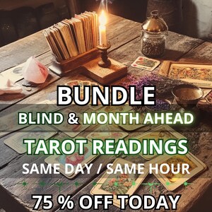Paquete de lectura a ciegas en la MISMA HORA y lectura con un mes de anticipación, lectura psíquica de cartas del tarot sin preguntas, lectura a ciegas el mismo día, honesta y detallada