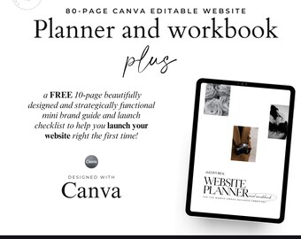 80-page Canva Website Planner and Workbook for Small Business, Wedding Photographer | Canva Planner | Website planning | instant download