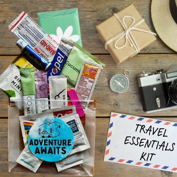 Travel Essentials Kit, Flight Goody Bag, Roadtrip Kit, Travel Agent Gift, Cruise Essentials Kit, Girls Trip Favors, Bulk Discounts