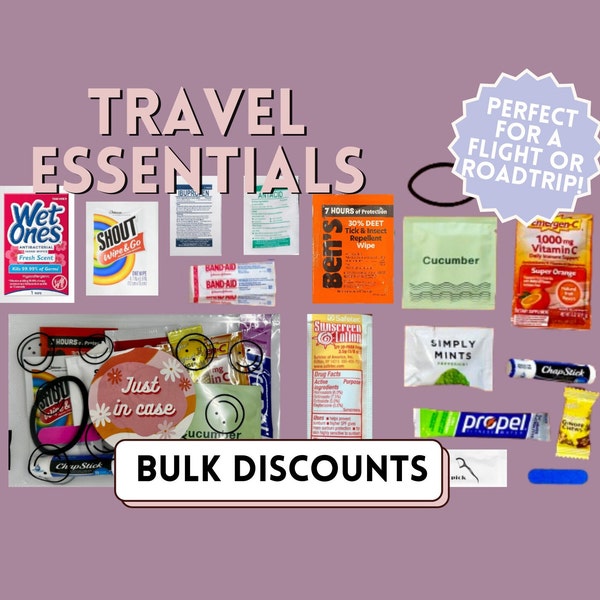 Travel Essentials Kit, Travel Agent Gift, Recovery Kit, Cruise Essentials Kit, Girls Trip Favors, Bachelorette Favor, Bulk Discounts