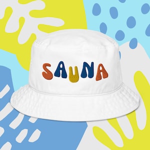 Stylish Sauna Organic Embroidered Bucket Hat - Unisex Comfort and Relaxation Accessory