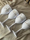 Wine glasses | Wine glass | Plastic | JGA | Bachelorette party | Party | Guests | Personalized | Bride | Maid of honor | Gift | with name